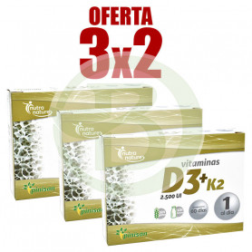 Pack 3x2 Vitamines D3 et K2 60 Capsules Pinisan