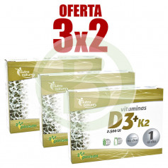 Pack 3x2 Vitamines D3 et K2 60 Gélules Pinisan