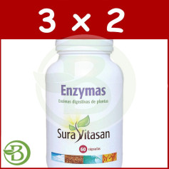 Pack 3x2 Enzymes Végétales 60 Gélules Sura Vitasan