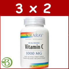 Pack 3x2 Vitamine C 1 000 mg. 100 comprimés Solaray