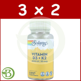 Pack 3x2 D3 & K2 (MK7) 60 Cápsulas Solaray