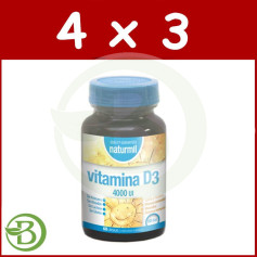 Pack 4x3 Vitamine D3 4 000UI. 60 gélules Naturmil