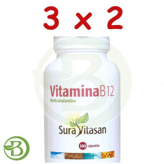 Pack 3x2 Vitamine B12 500Mcg. 100 Gélules Sura Vitasan