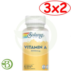 Pack 3x2 Vitamine à 10 000 UI - 60 Vegcaps Solaray