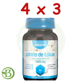 Pack 4x3 Citrato De Calcio con Vitamina D3 1000Mg 120 Comp Naturmil