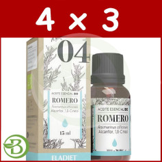Pack 4x3 Essence de Romarin Bio 15 Ml Eladiet