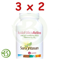 Pack 3x2 Acide Folique Actif 60 Comprimés Sura Vitasan