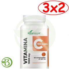 Pack 3x2 Vitamine C Non Acide 60 Comprimés Soria Natural