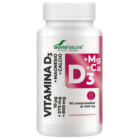 Vitamine D3+Mg à libération prolongée 60 comprimés Soria Natural