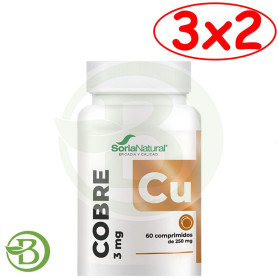 Pack 3x2 Cobre Liberación Sostenida 60 Comprimidos Soria Natural