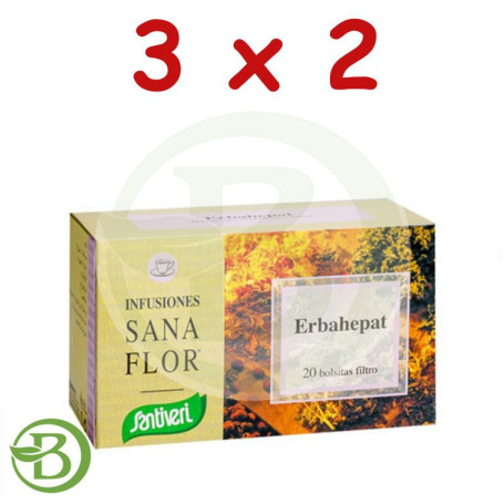 Pack 3x2 Sanaflor Erbahepat 20 Filtros Santiveri