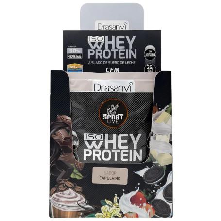 Isolat de protéines de lactosérum à dose unique Cappuccino 30G Drasanvi Sport Live