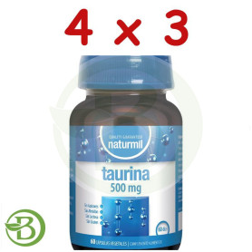 Pack 4x3 Taurina 500Mg 60 Cápsulas Vegetales Naturmil