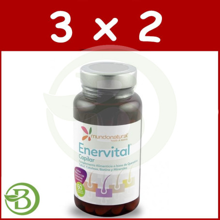Pack 3x2 Enervital Capilar 60 Cápsulas Mundo Natural