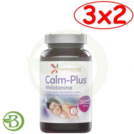 Pack 3x2 Calm Plus Melatonina 30 Cápsulas Mundo Natural