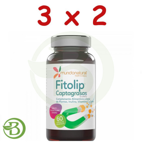 Pack 3x2 Fitolip Captagrasas 60 Cápsulas Mundo Natural
