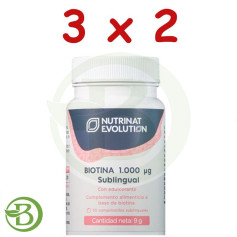 Pack 3x2 Biotine 1,000Μg Sublingual 30 Comprimés Nutrinat Evolution