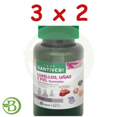 Pack 3x2 Gummies Cheveux, Ongles et Peau 60 Gummies Santiveri