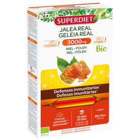 Gelée royale, miel et pollen bio 3000 mg, 20 ampoules Superdiet