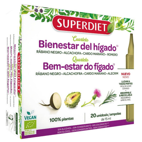 Quatuor Bien-être du Foie (Digest) Bio 20 Ampoules Superdiet