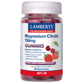 Citrate de magnésium 150 mg, 40 bonbons gélifiés Lamberts