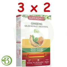 Pack 3x2 Gelée Royale Ginseng Bio 20 Ampoules Superdiet