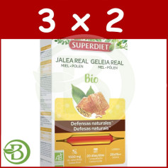 Pack 3x2 Gelée Royale Miel + Pollen Bio 1500mg 20 Ampoules Superdiet