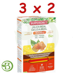 Pack 3x2 Gelée Royale Miel + Pollen Bio 3000mg 20 Ampoules Superdiet