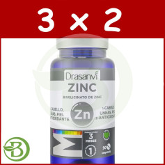 Pack 3x2 Bisglycinate de Zinc 90 Comprimés Drasanvi