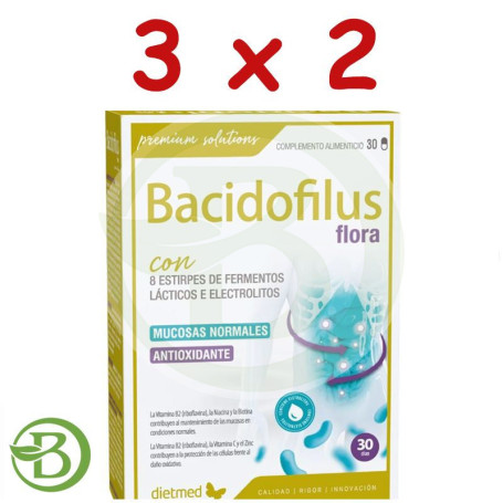 Pack 3x2 Bacidofilus Flora 30 Cápsulas Dietmed