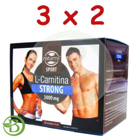 Pack 3x2 L-Carnitina Strong 3000Mg. 20 Ampollas 15Ml. Naturmil Sport