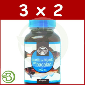 Pack 3x2 Aceite de Hígado de Bacalao 1000Mg. 45 Cápsulas Naturmil