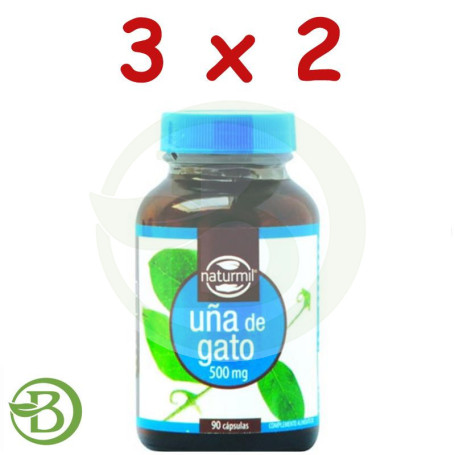 Pack 3x2 Uña de Gato 500Mg. 90 Cápsulas Naturmil
