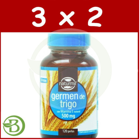 Pack 3x2 Germen de Trigo 500Mg. 120 Perlas Naturmil