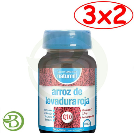Pack 3x2 Levadura De Arroz Rojo 60 Comprimidos Naturmil