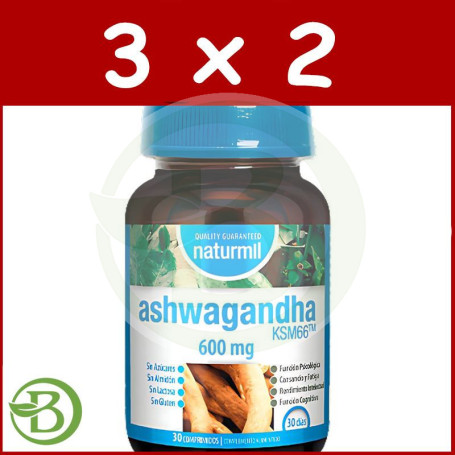 Pack 3x2 Ashwagandha 600Mg 30 Comprimidos Naturmil