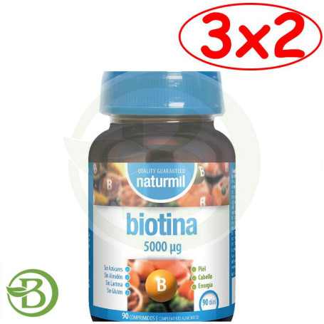 Pack 3x2 Biotina 500Mg 90 Comprimidos Naturmil
