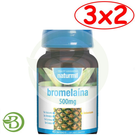 Pack 3x2 Bromelaina 500Mg 45 Comprimidos Naturmil
