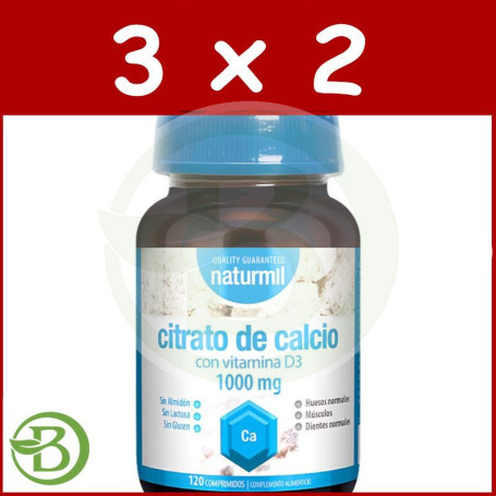 Pack 3x2 Citrato De Calcio 1000Mg 120 Comprimidos Naturmil