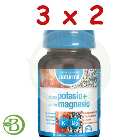 Pack 3x2 Citrato De Potasio + Citrato De Magnesio 90 Comprimidos Naturmil