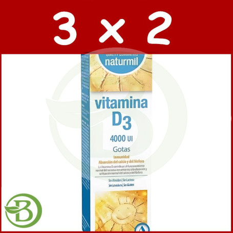 Pack 3x2 Vitamina D3 4000Ui Gotas 50Ml Naturmil