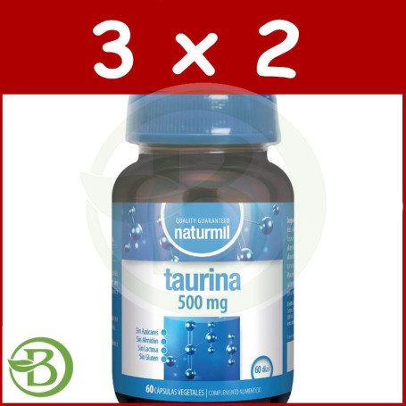 Pack 3x2 Taurina 500Mg 60 Cápsulas Vegetales Naturmil
