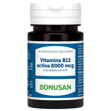 Vitamine B12 active 8000 mcg, 60 comprimés Bonusan