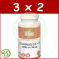 Pack 3x2 Vitamines D3 + K2 4000Ui 120 Comprimés Derbós