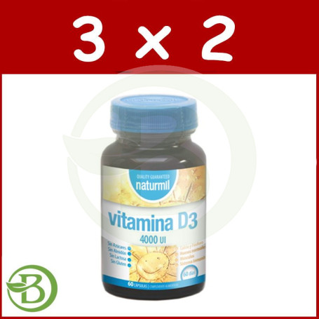 Pack 3x2 Vitamina D3 4.000UI. 60 Cápsulas Naturmil