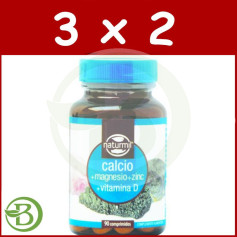 Pack 3x2 Calcio + Magnesio + Zinc + Vitamina D 90 Comprimidos Naturmil