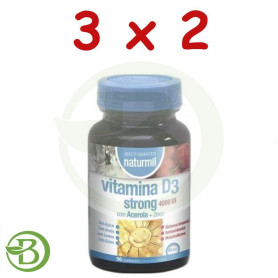Pack 3x2 Vitamina D3 Strong 4000UI 90 Comprimidos Naturmil