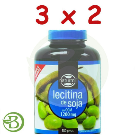 Pack 3x2 Lecitina de Soja 1200Mg. 180 Perlas Naturmil