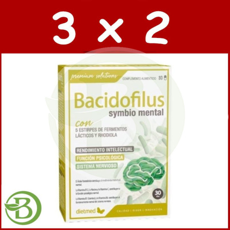 Pack 3x2 Bacidofilus Symbio Mental 30 Capsulas Dietmed