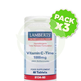 Pack 3x Vitamina C 1000Mg. 60 Tabletas con Bioflavonoides Lamberts